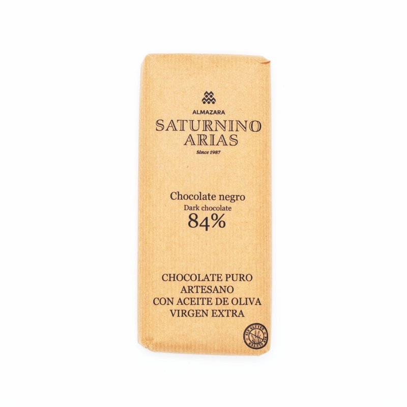 Chocolate negro 84%<br>con Aceite de Oliva Virgen Extra