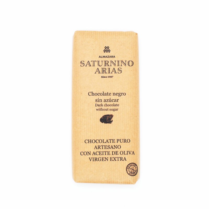 Chocolate negro sin Azúcar<br>con Aceite de Oliva Virgen Extra