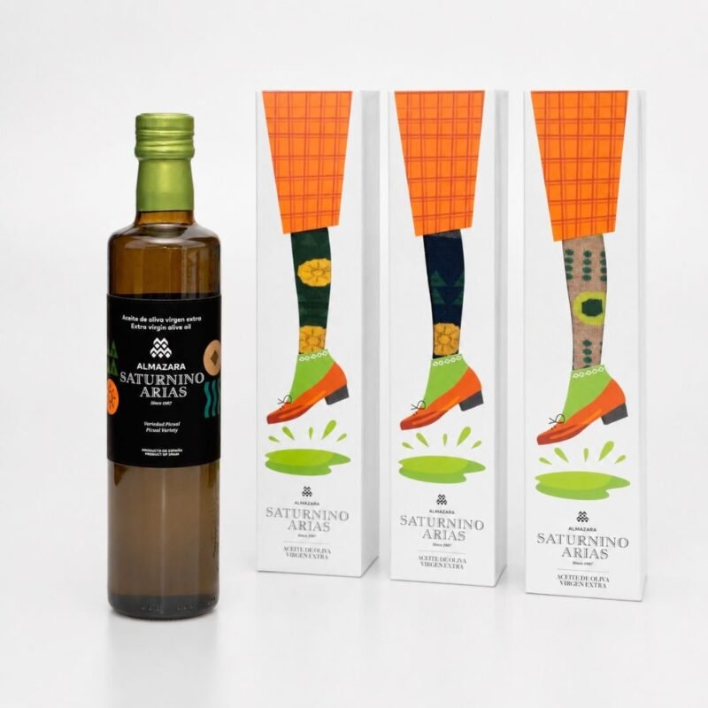 Regalo Gourmet con Aceite de Oliva Virgen Extra y calcetines exclusivos